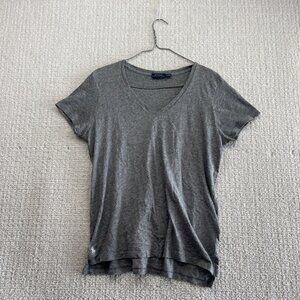 Polo Ralph Lauren Women's V-Neck T-Shirt Medium Solid Gray Lounge Wear Read